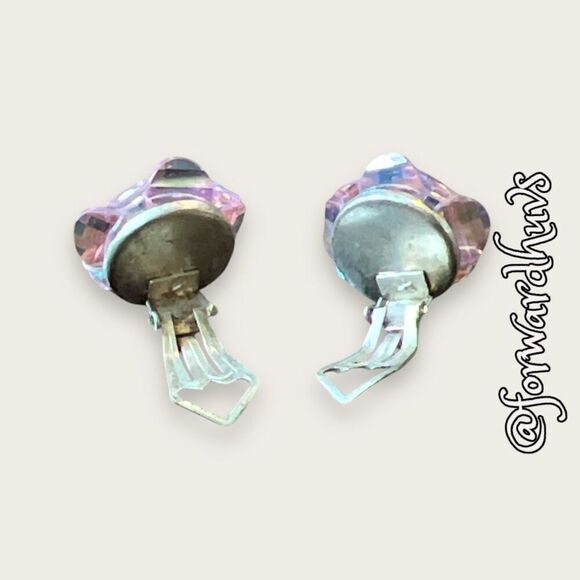 Vintage Pink & Clear Glass Bead Clip-on Non-pierced Earrings - Picture 8 of 12